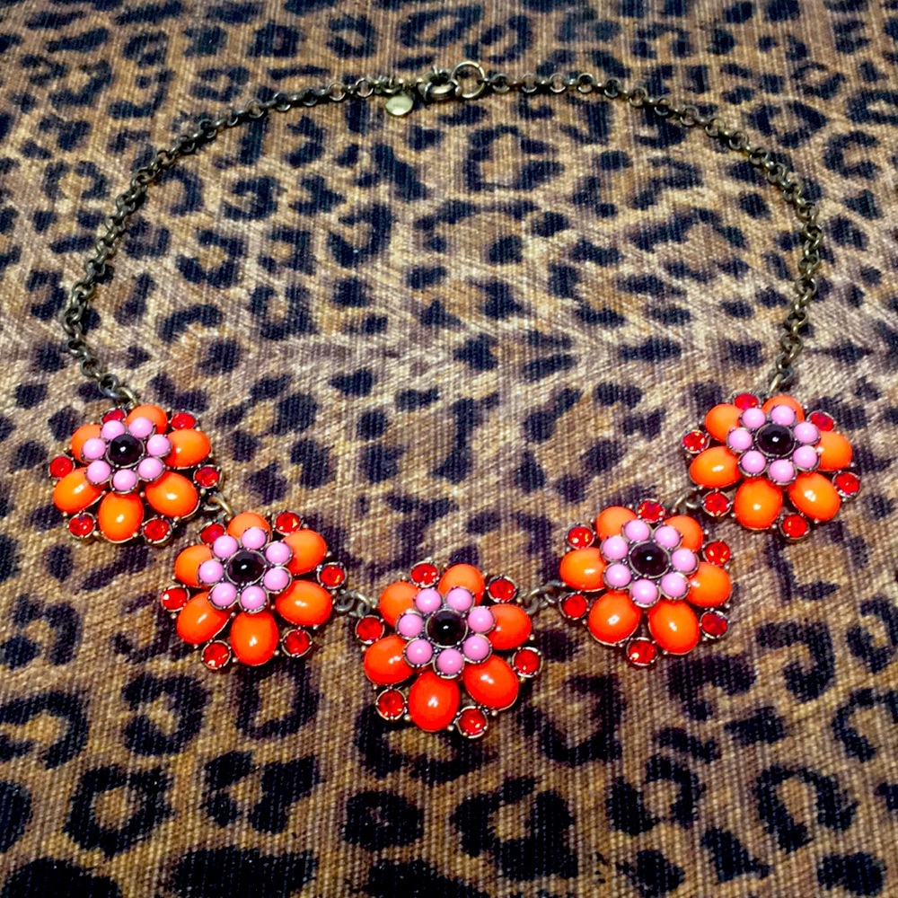 Orange floral J. crew necklace